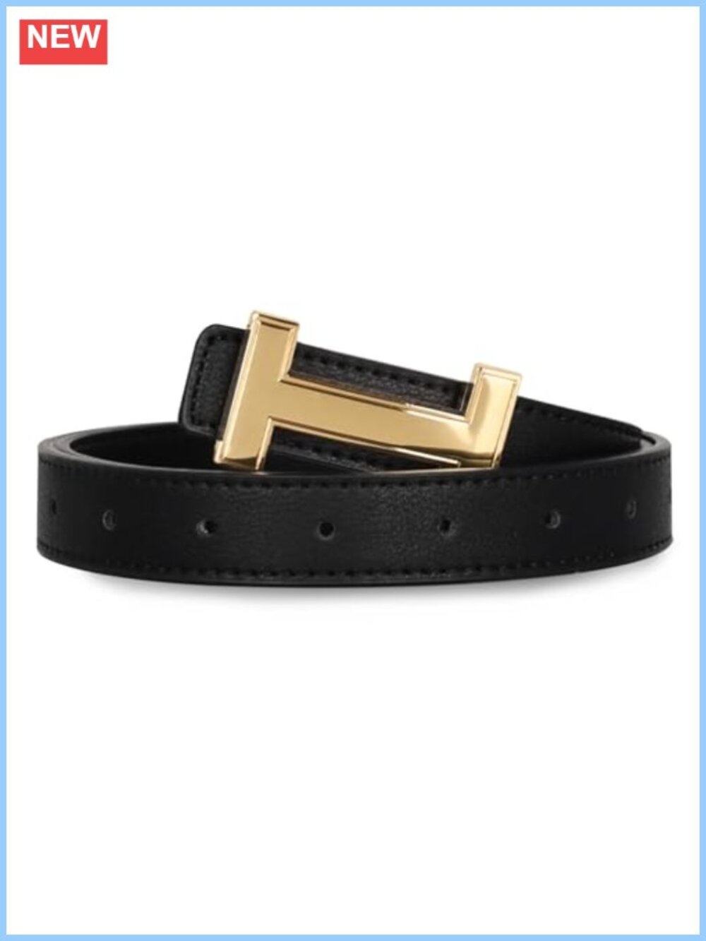 Women's Leather Belt with Gold Buckle Elegant Fashion Waist Band for Jeans